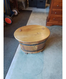 TABLE BASSE COFFRE OVALE BOIS CERCLÉ 