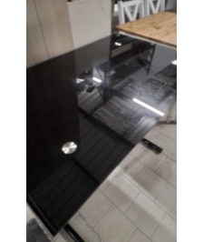 TABLE BASSE VERRE NOIR RELEVABLE