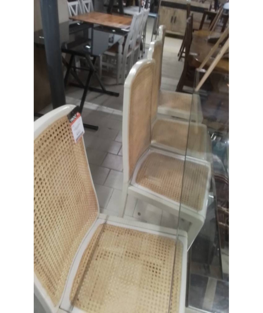 LOT DE 4 CHAISES CANNEES 