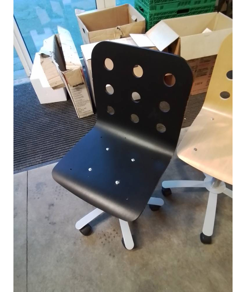 CHAISE DE BUREAU ASSISE BOIS NOIR AJOURÉ 