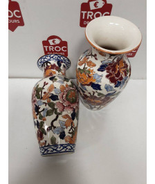 PAIRE VASE GIEN PIVOINE HAUTEUR 26 CM