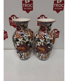 PAIRE VASE GIEN PIVOINE HAUTEUR 26 CM