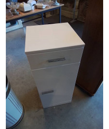 MEUBLE DE SALLE DE BAIN 1 TIROIR 1 PORTE BOIS BLANC LAQUÉ 