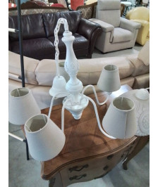 SUSPENSION MÉTAL ET BLIS ECRU 5 FEUX AJ TAUPE