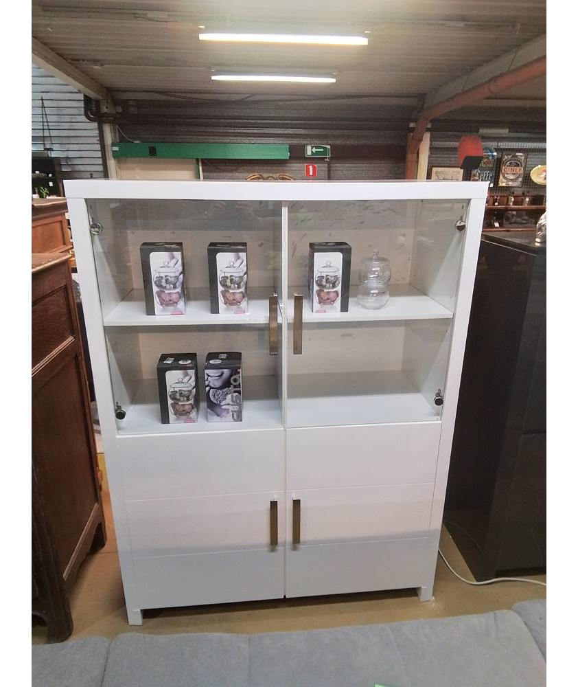 MEUBLE 2 PORTES VITRE ET 2 PLAINES MODERNE