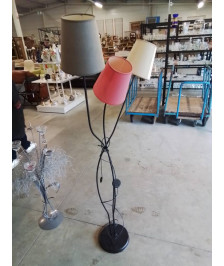 LAMPADAIRE MÉTAL NOIR 3 FEUX AJ ECRU ROUGE MARRON 