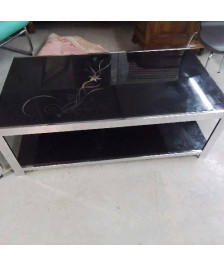 TABLE BASSE VERRE NOIR A MOTIFS