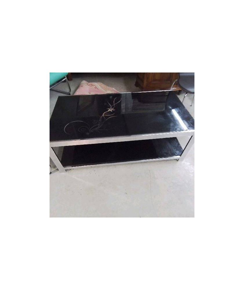TABLE BASSE VERRE NOIR A MOTIFS