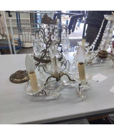LUSTRE CORBEILLE PAMPILLES 3 BRANCHES 