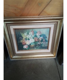 TABLEAU REPRODUCTION BOUQUET ENCADREMENT DORÉ 