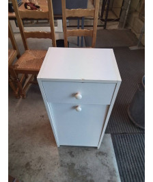 MEUBLE DE SALLE DE BAIN BOIS BLANC 1 PORTE 1 TIROIR 