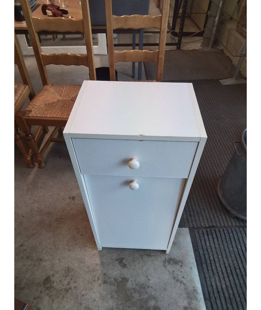 MEUBLE DE SALLE DE BAIN BOIS BLANC 1 PORTE 1 TIROIR 