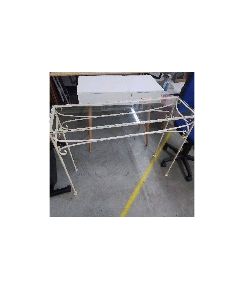 CONSOLE CREME DESSUS VERRE