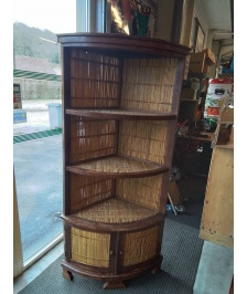 BIBLIOTHÈQUE BOIS ET BAMBOU REFENDU 2 PORTES 3 TABLETTES