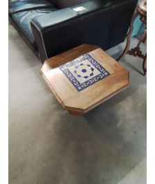 TABLE BASSE OCTOGONALE TECK  PLATEAU INCRUSTE  CARREAU FAIENCE