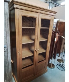 BIBLIOTHÈQUE PIN 2 PORTES GRILLAGEES