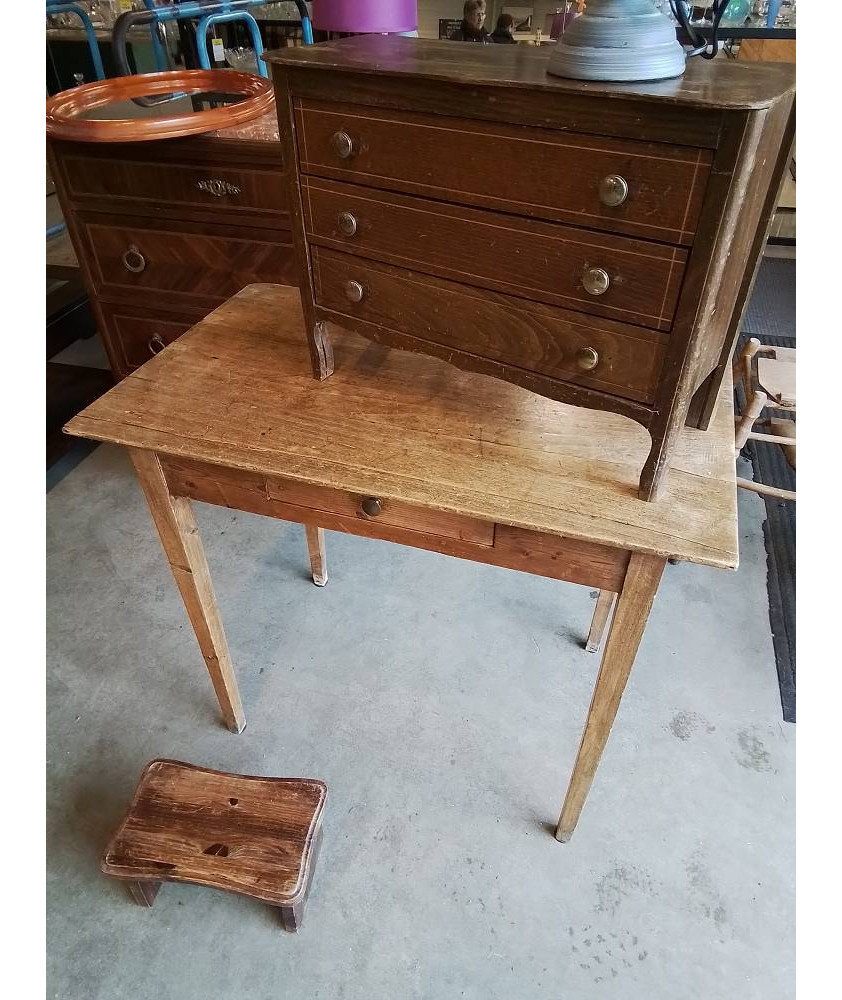 TABLE RECTANGULAIRE BOIS CLAIR 1 TIROIR DÉBUT XXE