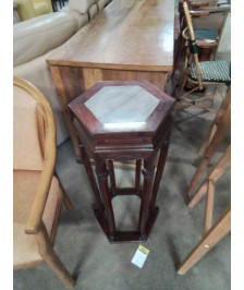 SELLETTE HEXAGONALE BOIS EXOTIQUE DESSUS MARBRE GRIS