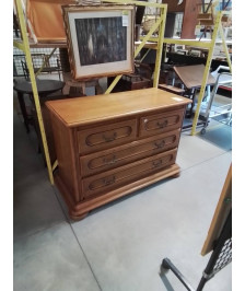 COMMODE CHÊNE CLAIR 4 TIROIRS PIEDS BOULES STYLE RÉGENCE 