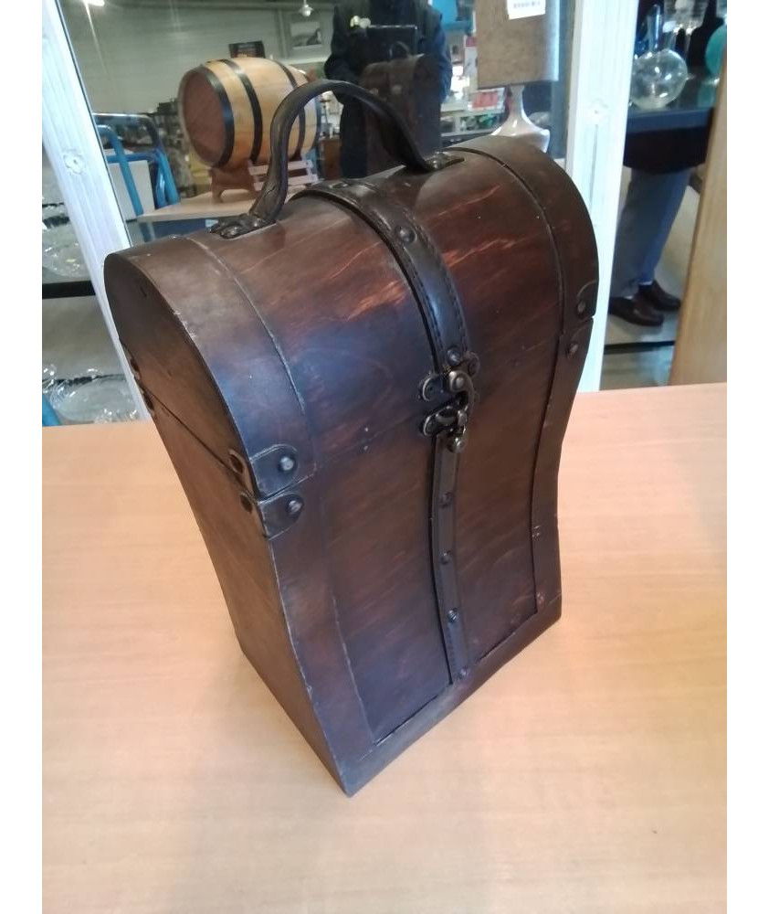 COFFRE A BOUTEILLES BOIS ET CUIR 