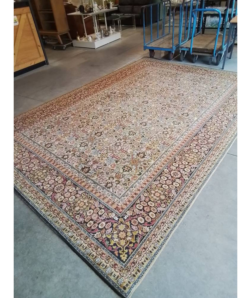 TAPIS LAINE JAUNE ROSE BLEU 357X247CM