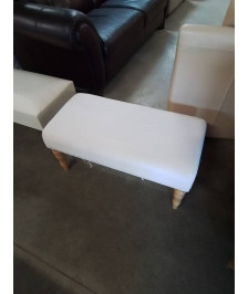BANQUETTE  TISSU ECRU PIEDS BOIS CLAIR TOURNÉS 