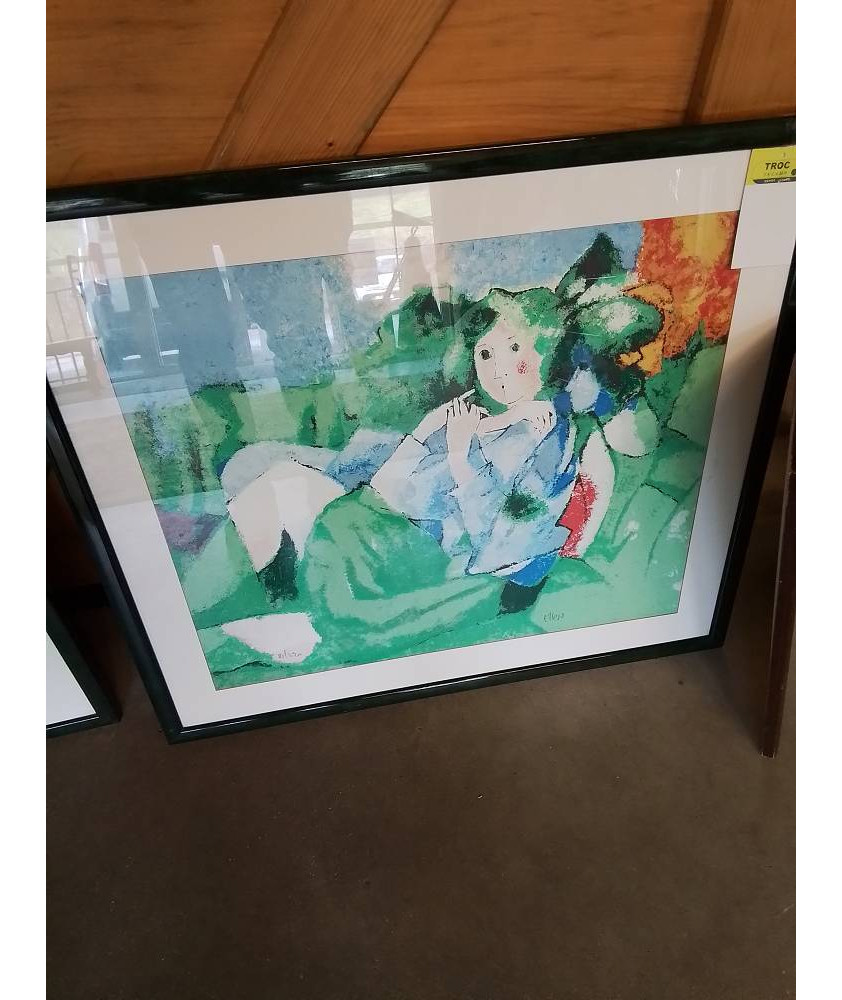 LITHOGRAPHIE FEMME ASSISE ENZO ELLERO (1933)