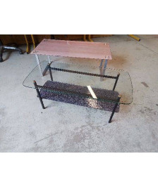 TABLE BASSE ANNÉE 60 FER ET VERRE