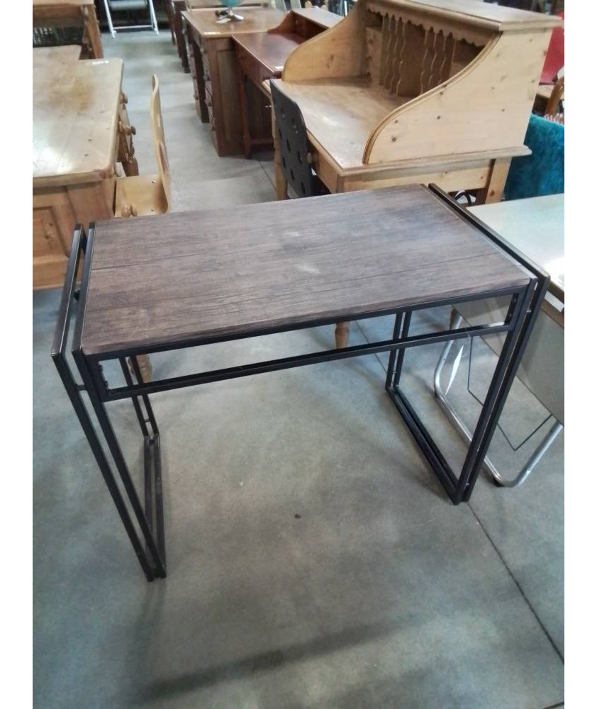 BUREAU RECTANGULAIRE PIÈTEMENT MÉTAL NOIR PLATEAU BOIS 