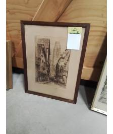 GRAVURE CONTRESIGNÉE RUE DAMIETTE ROUEN CH.PINET (1867-1932)