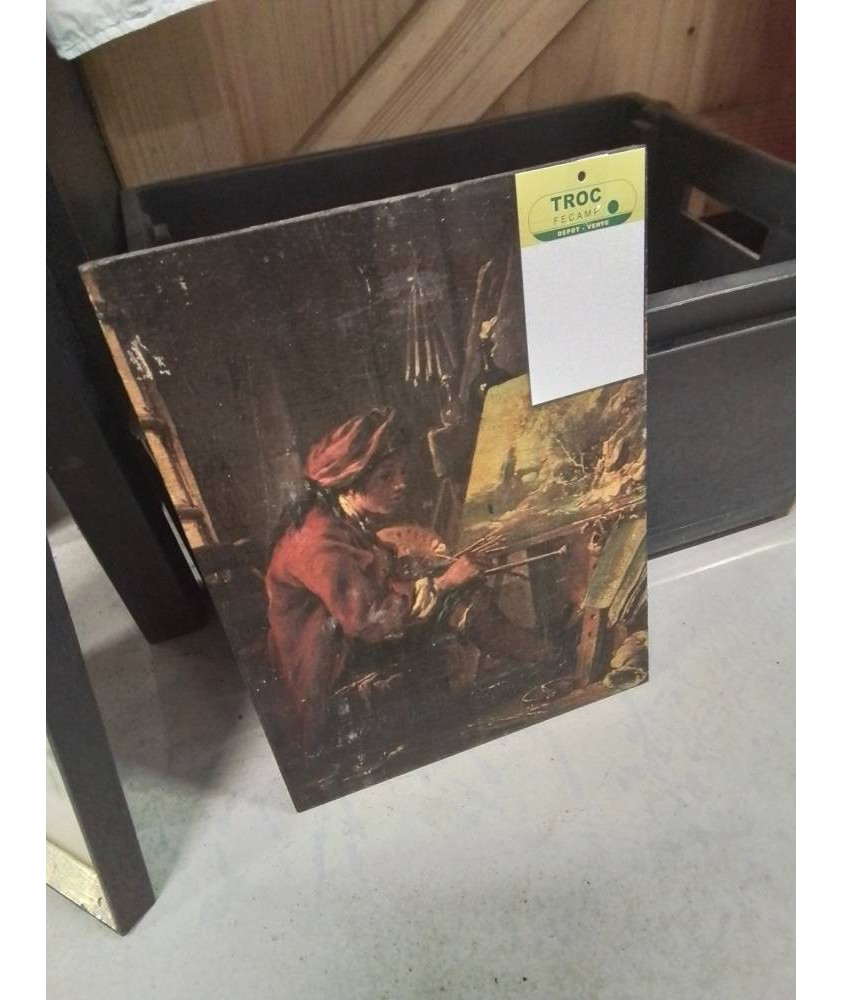 TABLEAU SUR BOIS PEINTRE DANS SON ATELIER 