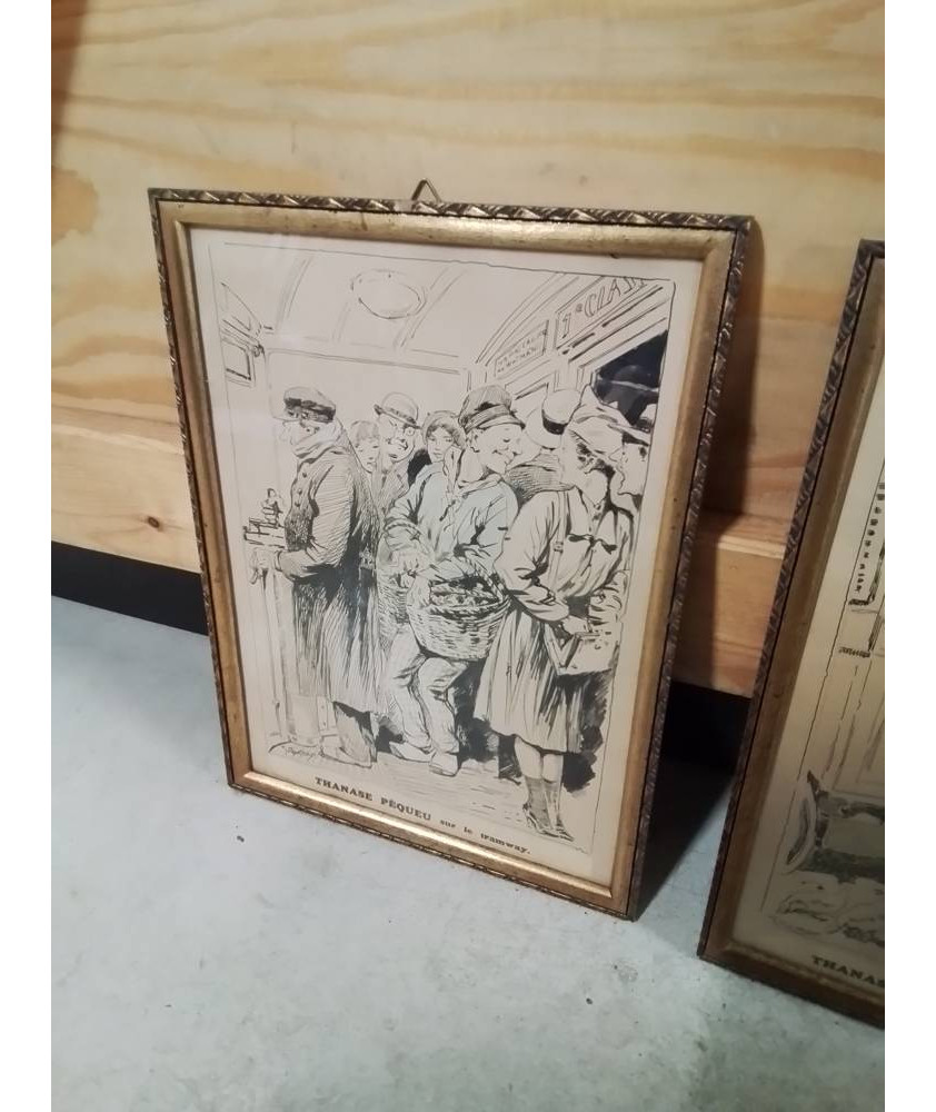 GRAVURE THANASE PEQUEU SUR LE TRAMWAY