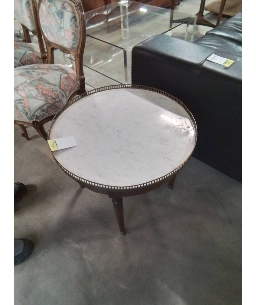 TABLE BOUILLOTTE MARBRE BLANC STYLE LOUIS XVI 