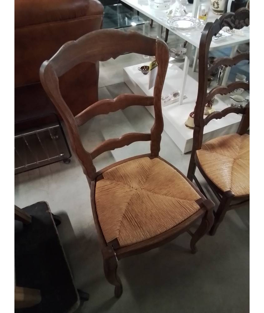 CHAISE BOIS PAILLÉ DOSSIER CHANTOURNÉ STYLE RÉGENCE 