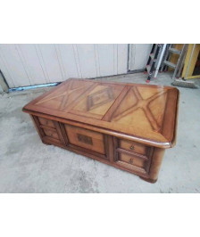 GRANDE TABLE BASSE EN MERISIER AVEC TIROIRS 