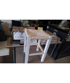 TABOURET PAILLE BLANC 
