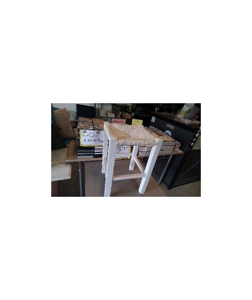 TABOURET PAILLE BLANC 