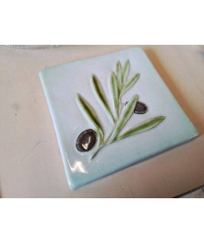 BRIN D’OLIVIER SUR CARREAU DE FAÏENCE 