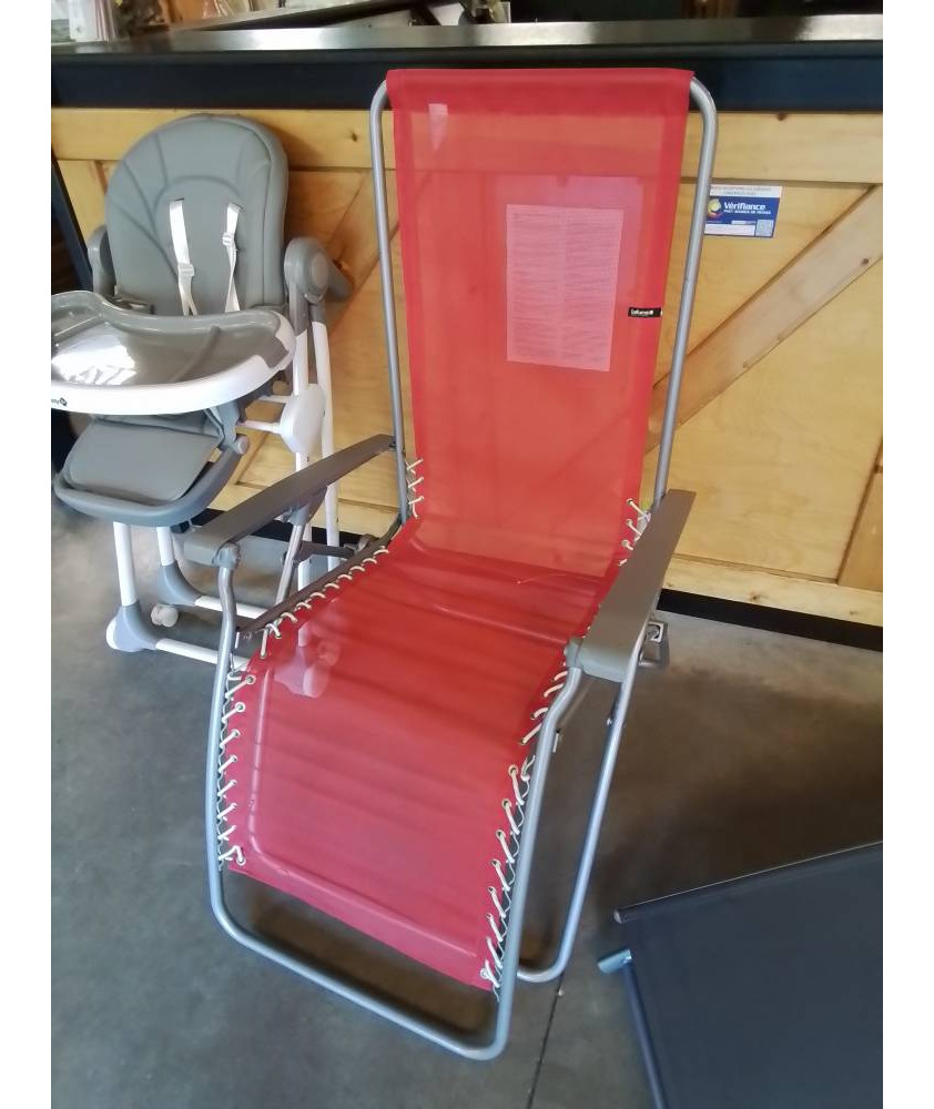 TRANSAT MÉTAL GRIS TOILE ROUGE LAFUMA 