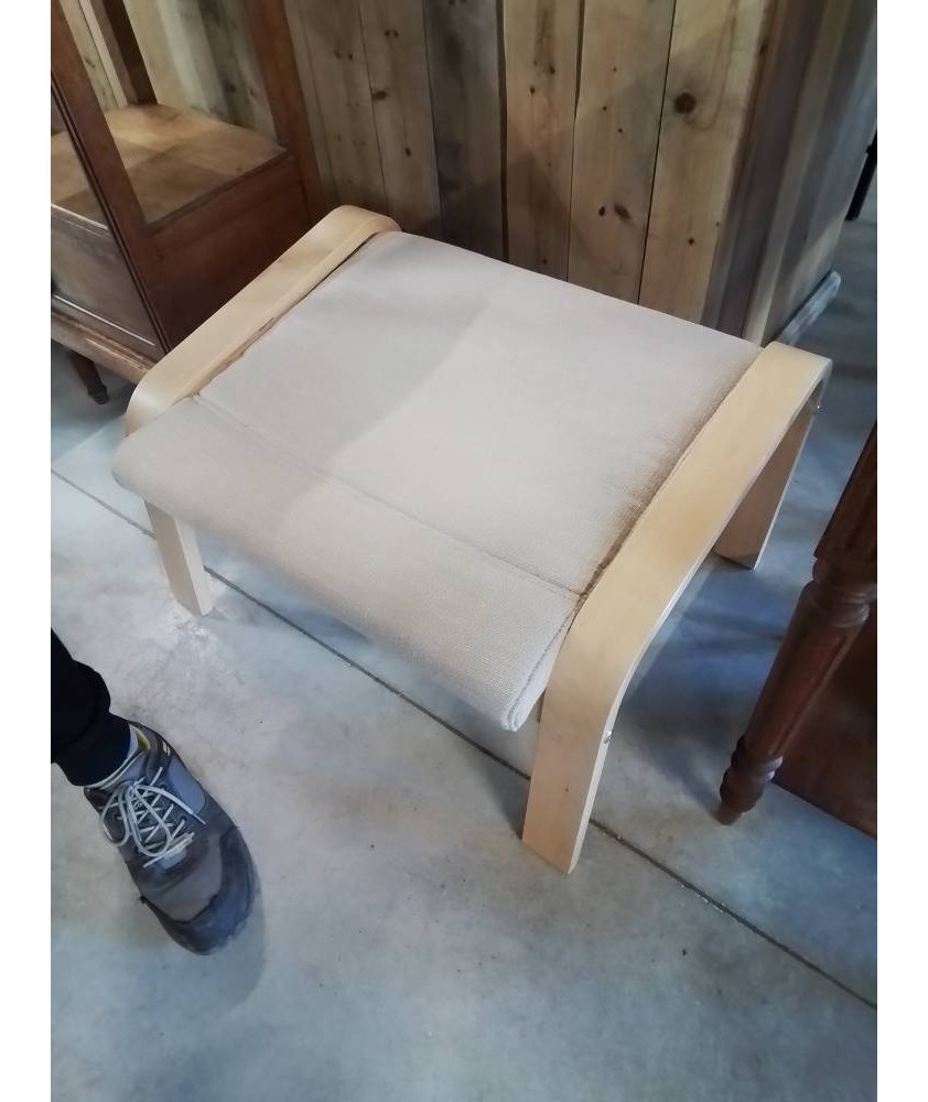 REPOSE PIEDS BOIS CLAIR ET TISSU TAUPE