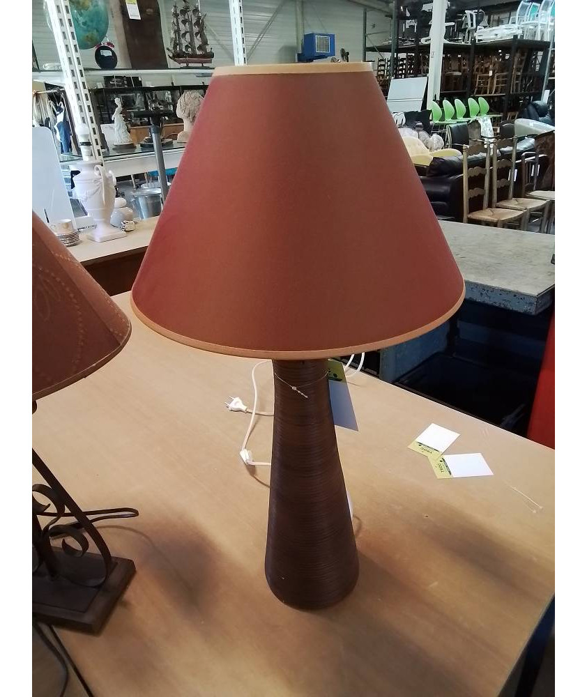 LAMPE CÉRAMIQUE GAINE BOIS AJ ORANGÉ 