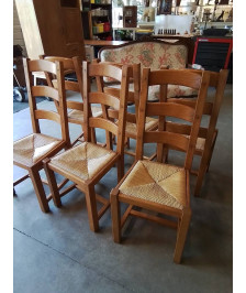 6 CHAISES CHÊNE BLOND PAILLÉ 