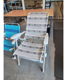 TRANSAT PLIANT ALU ET TOILE GRIS MITLAND CAMPING OUTDOOR FURNITURE 