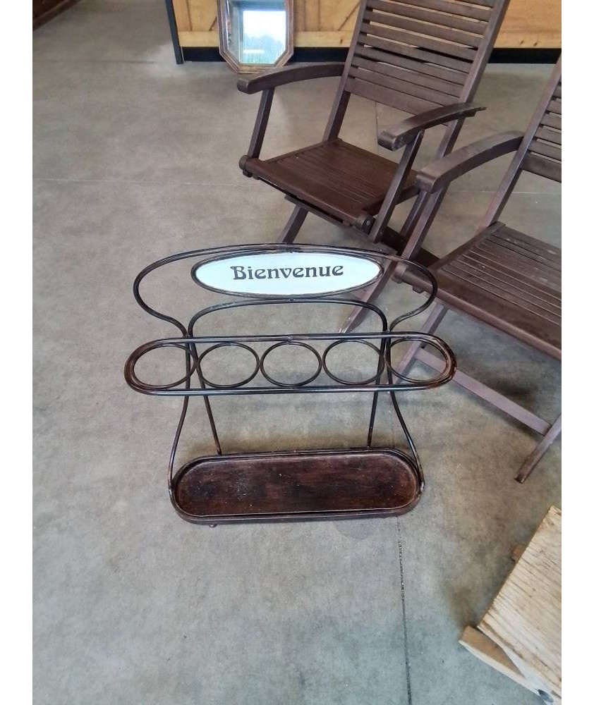 PORTE PARAPLUIE FER FORGÉ BIENVENUE 