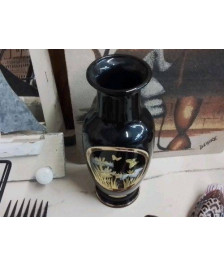 VASE NOIR MOTIF FLORAL 