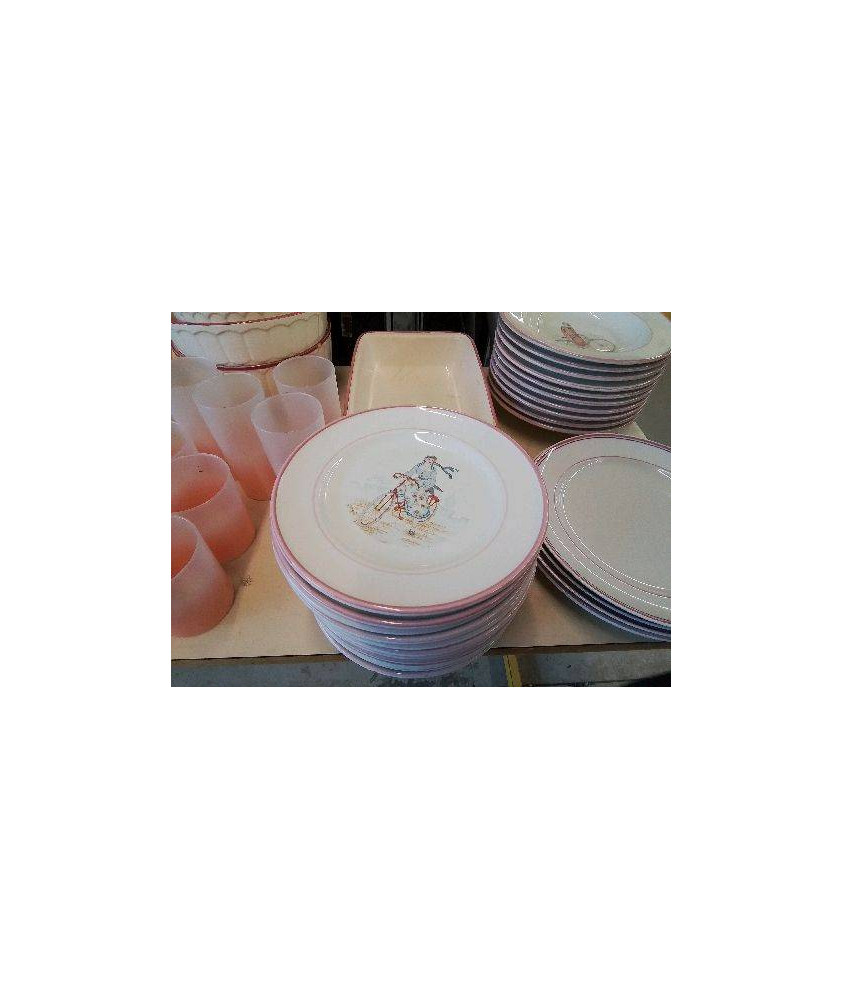ASSIETTE BORDURE ROSE FEMME À VÉLO 