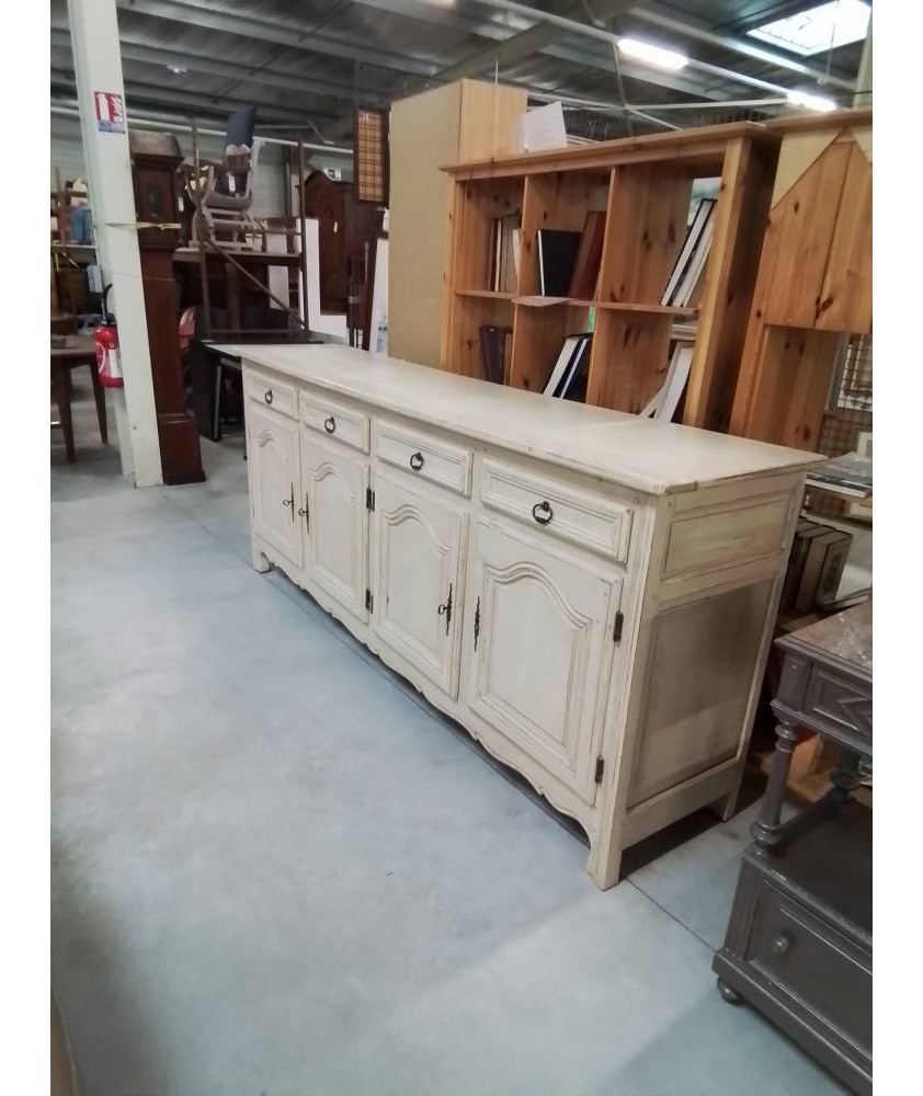 TRAITE PICARDE BOIS MOULURÉ CÉRUSÉ ÉCRU 4 TIROIRS 4 PORTES XXE