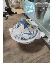 LEGUMIER CÉRAMIQUE BLEU BLANC MOUSTIERS