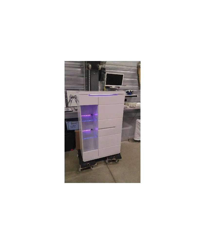 MEUBLE LAQUE BLANC - 2 PORTES / LEDS VIOLETTE 