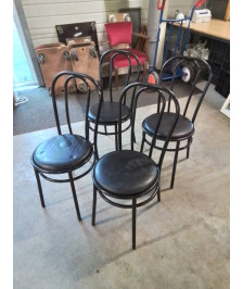 4 CHAISES BISTROT MÉTAL ET PU NOIR 